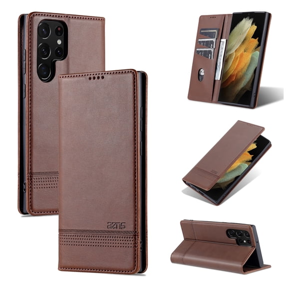 Galaxy S22 Plus Case, S22+ Wallet Case, Allytech PU Leather Foldling Stand Flip Cover with Cards Holder Shockproof Protection Anti-scratch Wallet Case Cover for Samsung Galaxy S22 Plus, Brown