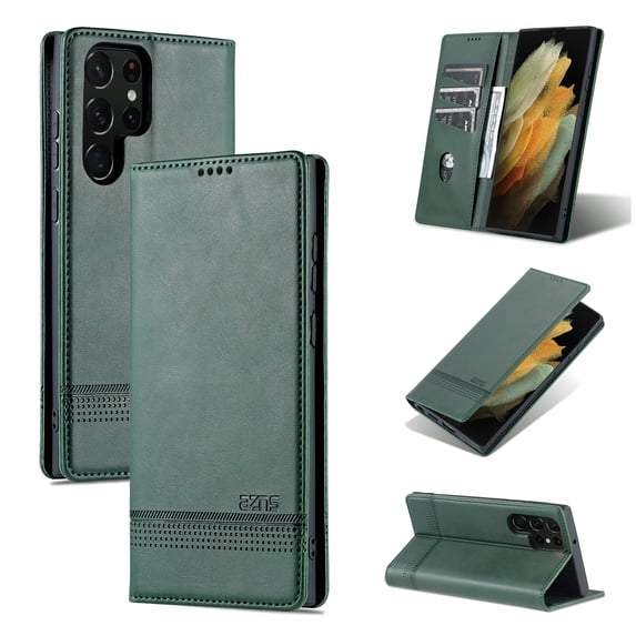 Galaxy S22 Plus Case, S22+ Wallet Case, Allytech PU Leather Foldling Stand Flip Cover with Cards Holder Shockproof Protection Anti-scratch Wallet Case Cover for Samsung Galaxy S22 Plus, Darkgreen