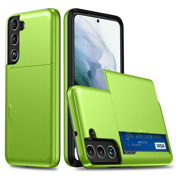 Galaxy S22 Plus Case - TECH CIRCLE [Sliding Hidden Card Holder] 3-in-1 Hard Plastic Protective Rugged Cover Case for Samsung Galaxy S22 Plus (6.6 Inch) 2022 Release, Green