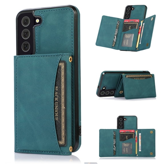 Galaxy S22 Plus/S22+ Case with Card Slots, Allytech Back Flip Wallet Cover Premium PU Leather Impact Resistant Hands-Free Kickstand Case for Samsung Galaxy S22 Plus/S22+ 5G 6.6" 2022 Released, Blue