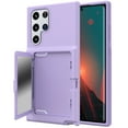 thumbnail image 1 of Galaxy S22 Ultra Card Holder Wallet Case,Dteck Shockproof Rubber Hybrid PC with Hidden Mirror Dual Layer Cover Lightweight Protective Back Phone Case for Samsung Galaxy S22 Ultra,Lightpurple, 1 of 5
