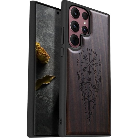 for Galaxy S22 Ultra Case Case Compatible with S22 Ultra Black | Hard Real , Soft TPU, Shockproof Protective Cover, Unique & Classy Design, Viking Compass Vegvisir