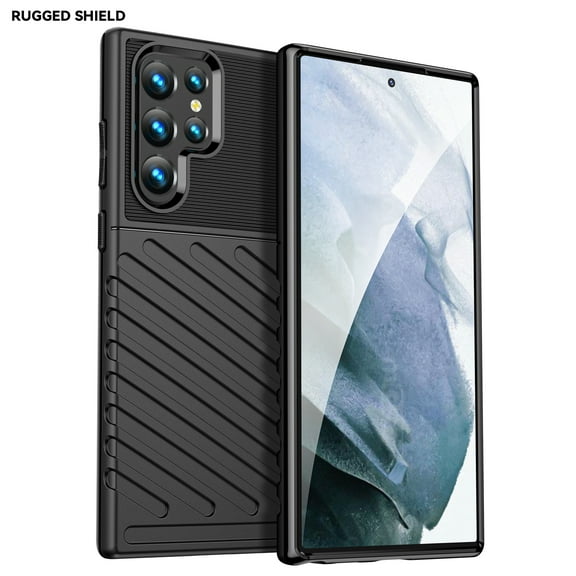 Galaxy S22 Ultra Case, Dual Layer Protective Heavy Duty Cell Phone Cover Shockproof Rugged with Non Slip Textured Back Military Protection Bumper Case for Samsung Galaxy S22 Ultra 6.8 inch,Black