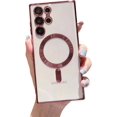 thumbnail image 1 of Galaxy S22 Ultra Case Magnetic [Support Magsafe Charger] Wireless Anti-Scratch Shockproof Plated Bumper Clear Full Camera Protection Phone Cover Case for Samsung Galaxy S22 Ultra-Rose Gold, 1 of 9