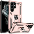 thumbnail image 1 of Galaxy S22 Ultra Case, Samsung S22 Ultra Case with HD Screen Protector, [Military-Grade] Magnetic Ring Holder Kickstand Shockproof Protective Phone Case for Samsung Galaxy S22 Ultra, Rose Gold, 1 of 13