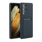 Galaxy S22 Ultra Case, Slim Soft Fit Shockproof Protection Case Dropproof Non-Slip Silicone Case with Card Slots Soft TPU Bumper Phone Wallet Case for Samsung Galaxy S22 Ultra 5G 6.8 inch 2022Darkblue