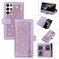thumbnail image 1 of Galaxy S22 Ultra Case Wallet with Card Holder, Dteck Bling Glitter Leather Magnetic Stand Flip Case Zipper Purse Handbag Clutch with 9 Card Slots & Strap for Samsung Galaxy S22 Ultra 6.8 inch,Purple, 1 of 7