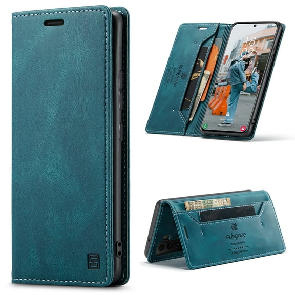 for Galaxy S22 Ultra Wallet Case PU Leather Flip Book Style Folio Strong Magnetic Closure RFID Blocking Protective Cover Credit Card Holder Kickstand Function Men for Samsung Galaxy S22 Ultra, Blue