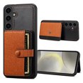 thumbnail image 1 of for Galaxy S22 Wallet Case with ID Card Holder [RFID Blocking] Premium PU Leather Kickstand Magnetic Clasp Shockproof Back Flip Credit Card Slots Phone Case For Samsung Galaxy S22,Brown, 1 of 11