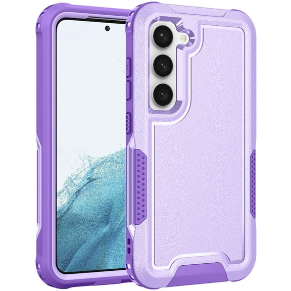Galaxy S23 5G Case with Screen Protector, Military Grade Shockproof Drop Protection Defender Hybrid Rugged Anti-Scratch Dual Layer TPU+PC Back Cover for Samsung Galaxy S23 5G 6.1", Purple