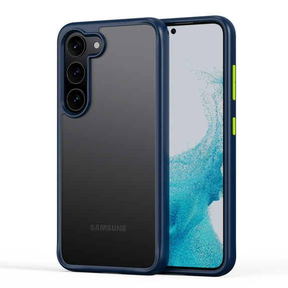 Galaxy S23 Case Crystal Clear Shockproof Bumper Protective Cell Phone Cover Hybrid Design Hard PC Back with Flexible TPU Raised Bezel & Enhanced Corners for Samsung Galaxy S23, Blue