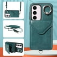 thumbnail image 1 of Galaxy S23 Case with Ring Holder Stand, Allytech Classic PU Leather Back Cover with Cards Holder Shockproof Detachable Shoulder Strap Wallet Case for Samsung Galaxy S23 - Green, 1 of 1