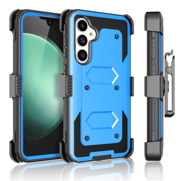 Galaxy S23 FE 5G Holster Case Belt Clip w/ [Built in Screen Protecotr],Takfox Rugged Shockproof Heavy Duty Locking Swivel Kickstand Full Body Hard Shell Cover for Samsung Galaxy S23 FE 5G 6.4"- Blue