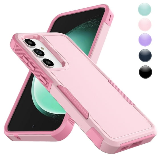 For Galaxy S23 FE Case, 2 in 1 Heavy Duty Armor Shockproof Cases,Hisdou Hybrid Dual Layer Rubber Drop Protection Grip Plastic Bumper Sturdy Phone Cover for Samsung Galaxy S23 FE 6.4"-Pink