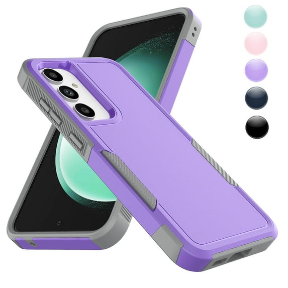 For Galaxy S23 FE Case, 2 in 1 Heavy Duty Armor Shockproof Cases,Hisdou Hybrid Dual Layer Rubber Drop Protection Grip Plastic Bumper Sturdy Phone Cover for Samsung Galaxy S23 FE 6.4"-Purple