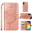 thumbnail image 1 of Galaxy S23 FE Case, Magnetic Folio Butterfly Patterned Wallet Case, Premium PU Leather with Wrist Strap Credit Card Holder Slots Kickstand Protective Cover For Samsung Galaxy S23 FE, Rosegold, 1 of 10