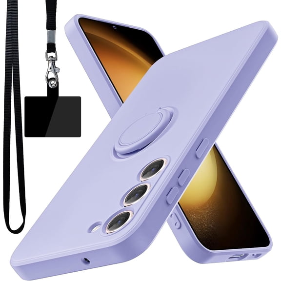 for Galaxy S23 Plus Case,Built-in 360° Rotatable Ring Holder|Anti-Scratch Soft Microfiber Lining|Support Car Mount|Galaxy S23 Plus Phone Case Cover for Girls Women Purple 10-sam s23p-03