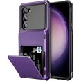 thumbnail image 1 of for Galaxy S23 Plus Wallet Cover 4-Card Credit Card Holder ID Slot Scratch Resistant Dual Layer Hybrid Protective Hard Shell Rugged TPU Bumper Armor Case for Galaxy S23 Plus 6.6" GreyPurple, 1 of 14