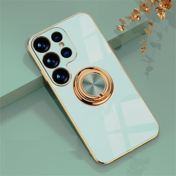 Galaxy S23 Ultra Case 2023, Allytech Ring Holder Stand Case Plating Silicone Edge 360 Rotation Kickstand Slim Soft Flexible TPU Protective Cover for Samsung Galaxy S23 Ultra 6.8" 2023, Mint