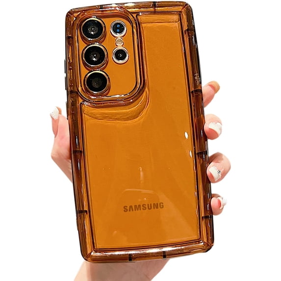 for Galaxy S23 Ultra Case 6.8"(Not fit S23+)[10ft Drop Protection] Cute Clear Bright Colors Soap Design with Ultra Thick Edge Protection Soft Puff Phone Case(for Samsung Galaxy S23 Ultra, Brown)
