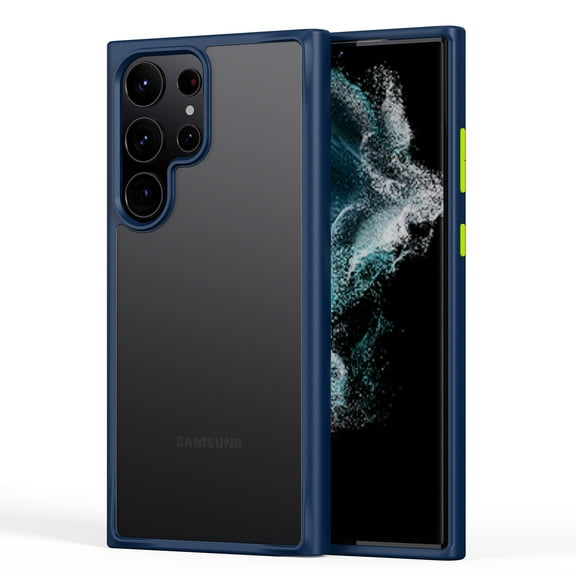 Galaxy S23 Ultra Case Crystal Clear Shockproof Bumper Protective Cell Phone Cover Hybrid Design Hard PC Back with Flexible TPU Raised Bezel & Enhanced Corners for Samsung Galaxy S23 Ultra, Blue