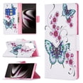 thumbnail image 1 of Galaxy S23 Ultra Case Cute Embossed Pattern Premium Leather Wallet Cover Flip Stand Credit Card Slots Pocket Holder Magnetic Closure Folio Case for Samsung Galaxy S23 Ultra, Peach Blossom Butterfly, 1 of 8