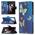 thumbnail image 1 of Galaxy S23 Ultra Case Cute Embossed Pattern Premium Leather Wallet Cover Flip Stand Credit Card Slots Pocket Holder Magnetic Closure Folio Case for Samsung Galaxy S23 Ultra, Golden Butterfly, 1 of 8