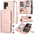 thumbnail image 1 of Galaxy S23 Ultra Case, Flip/Folio Cover Wallet Magnetic Closure Card Slots Cash Holder Stand Kickstand TPU Bumper Shockproof Protective Case for Samsung Galaxy S23 Ultra -Rose Gold, 1 of 6