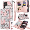 thumbnail image 1 of Galaxy S23 Ultra Case, Flip/Folio Cover Wallet Magnetic Closure Card Slots Cash Holder Stand Kickstand TPU Bumper Shockproof Protective Case for Samsung Galaxy S23 Ultra -Rose Marble, 1 of 6