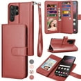 thumbnail image 1 of Galaxy S23 Ultra Case, Flip/Folio Cover Wallet Magnetic Closure Card Slots Cash Holder Stand Kickstand TPU Bumper Shockproof Protective Case for Samsung Galaxy S23 Ultra -Wine Red, 1 of 6