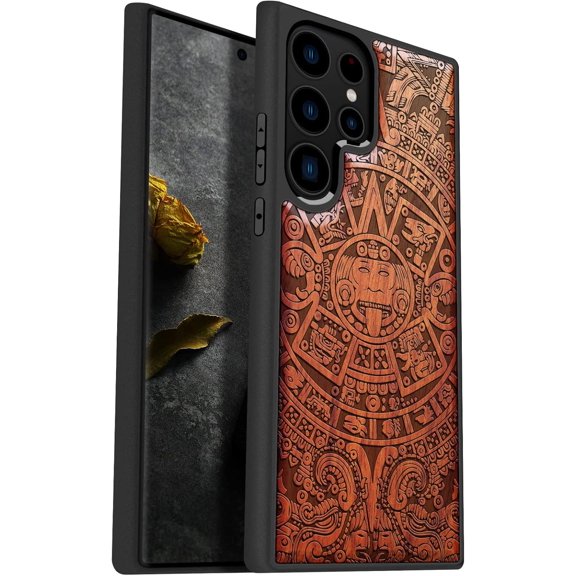 for Galaxy S23 Ultra Case Natural Black Soft TPU Mayan Symbols-Rosy Compatible with Samsung S23 Ultra Case | Shockproof, Protective Cover, Unique, Classy, Design