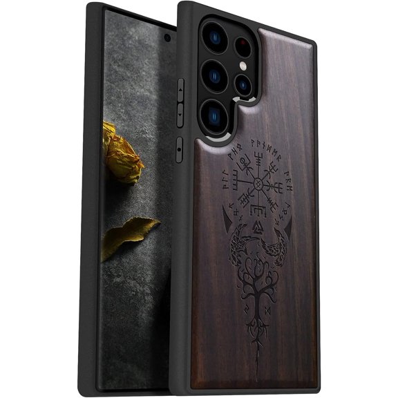 for Galaxy S23 Ultra Case, Natural Black Soft TPU Protective Cover Compatible with Samsung S23 Ultra, Viking Compass-Black Case | Shockproof, Unique, Classy, Design