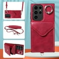 thumbnail image 1 of Galaxy S23 Ultra Case with Ring Holder Stand, Allytech Classic PU Leather Back Cover with Cards Holder Shockproof Detachable Shoulder Strap Wallet Case for Samsung Galaxy S23 Ultra - Red, 1 of 14