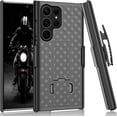 thumbnail image 1 of Galaxy S23 Ultra Case,S23 Ultra 5G Holster Clip, Tekcoo [Tstraw] Hard Shell [Kickstand] Secure Locking Belt Swivel Clip Defender Carrying Full Body Ultra Slim Case Cover For Samsung S23 Ultra - Black, 1 of 5