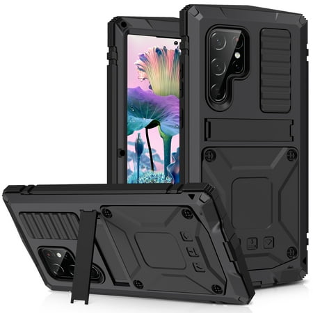 Galaxy S23 Ultra Case for Samsung S23 Ultra 5G, Allytech Built-in Screen Protector 360° Full Body Heavy Duty Rugged Dropproof Anti-Scratch Shockproof Stand Case for Samsung Galaxy S23 Ultra, Black