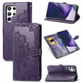 thumbnail image 1 of Galaxy S23 Ultra Wallet Case, Dteck Embossed Flower PU Leather Magneitc Flip Case With Hand Strap/Credit Card Holder for Samsung Galaxy S23 Ultra,Purple, 1 of 9