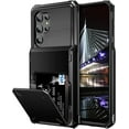 thumbnail image 1 of for Galaxy S23 Ultra Wallet Cover 4-Card Credit Card Holder ID Slot Scratch Resistant Dual Layer Hybrid Protective Hard Shell Rugged TPU Bumper Armor Case for Galaxy S23 Ultra 6.8" Black, 1 of 14