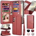 thumbnail image 1 of Galaxy S24 5G Case, Takfox Wallet Case for Samsung Galaxy S24, PU Leather Credit Card Holder Case [9 Card Slots] Folio Flip Detachable Magnetic Cover Kickstand & Carrying Strap,Wine, 1 of 7