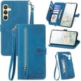 thumbnail image 1 of for Galaxy S24 5G Phone Case Wallet,S24 5G Wallet Case for Women,Emboss PU Leather Protective Cover Zipper Card Holder Flip Phone Case for Samsung Galaxy S24 5G (Blue), 1 of 13