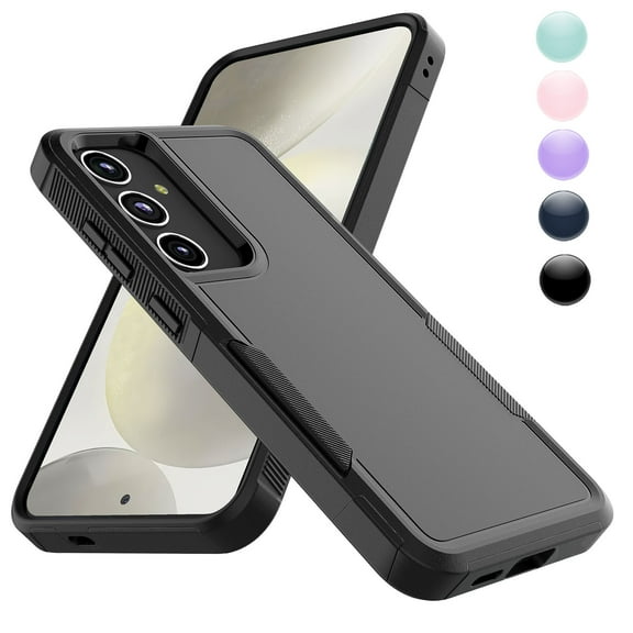 For Galaxy S24 Case, 2 in 1 Heavy Duty Armor Shockproof Cases,Hisdou Hybrid Dual Layer Rubber Drop Protection Grip Plastic Bumper Sturdy Phone Cover for Samsung Galaxy S24 6.2"-Black