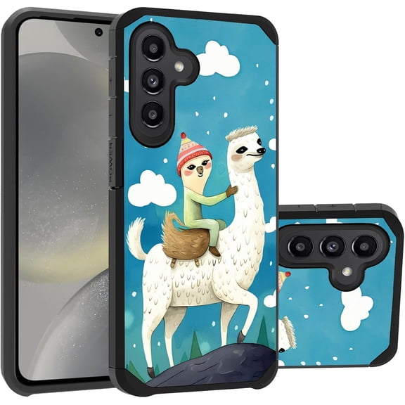 for Galaxy S24 Case, 2 in 1 Hybrid Hard PC & Soft Silicone Heavy Duty Dual Layer Shockproof Full-Body Protective Case for Samsung Galaxy S24 5G (6.2", 2024), Sloth Riding Camel