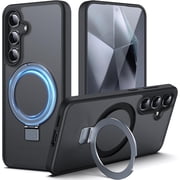 Galaxy S24 Case, 2024 Upgraded [All-in-1] [Compatible with MagSafe] Invisible Ring Kickstand Transparent Matte Phone Case Cover Compatible with Samsung Galaxy S24, Black