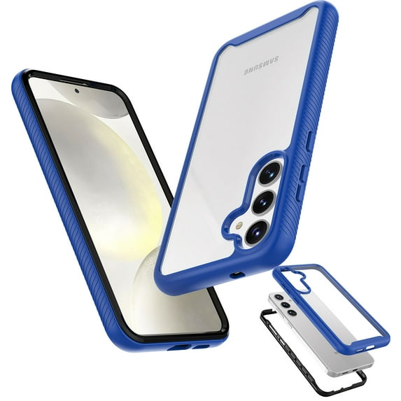 Galaxy S24 Case, Case Cover For Samsung Galaxy S24 5G, Full Body Hybrid Shockproof Bumper Hard Clear Back Protective Rugged Case Cover for Galaxy S24 - Blue