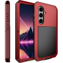for Galaxy S24 Case,Full Body Protective Cover Heavy Duty Shockproof [Tough Armour] Aluminum Alloy Metal Case with Silicone Built-in Screen Protector for Samsung Galaxy S24 6.1" - Red