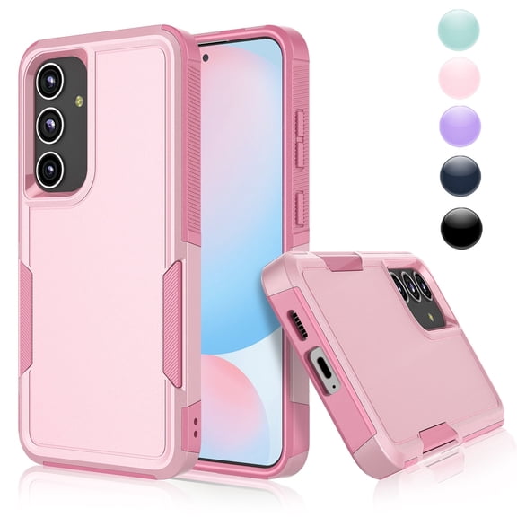 For Galaxy S24 FE 5G 2024 Case, 2 in 1 PC Phone Case for Samsung S24 FE 5G 2024 6.7 inch, Njjex Heavy Duty Rubber & Rugged Shockproof Full Body Protection Case Cover - Black