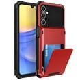 thumbnail image 1 of for Galaxy S24 FE Case Wallet Credit Card Holder ID Slot Flip Rolling Door Hidden Pocket Anti-Scratch Dual Layer Hybrid Bumper Armor Protective Shell Back Cover For Samsung Galaxy S24 FE, Red, 1 of 10