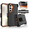 thumbnail image 1 of Galaxy S24 Plus Case, Takfox Samsung Galaxy S24 Plus Holster Phone Case w/ Built-in Screen Protector Swivel Belt Clip [3 Layers] Heavy Duty Full Body Protection Shockproof Kickstand Cover-Black/Orange, 1 of 10