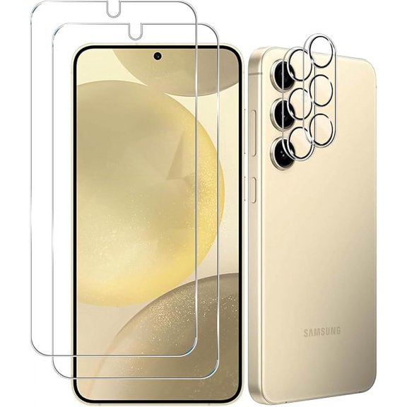 Galaxy S24 Plus Tempered Glass Screen Protector + Camera Lens Protector [2 + 2 Pack][Case Friendly][Anti-Scratch][Ultrasonic Fingerprint Unlock] HD Protective Film for Samsung Galaxy S24 Plus