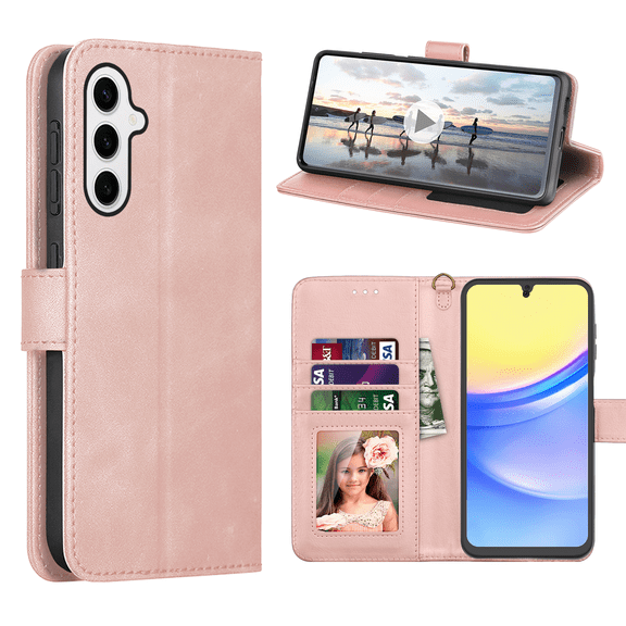 Galaxy S24 Plus Wallet Case, Takfox With RFID Blocking Leather Credit Card Holder Slots Flip Folio Book [Detachable Magnetic] Phone Case Shockproof Cover, For Samsung Galaxy S24 Plus 5G 6.7",Pink