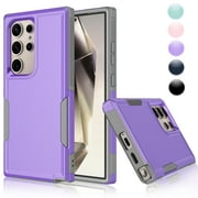for Galaxy S24,S24 Plus,S24 Ultra Case,Njjex Heavy Duty Shockproof Dual Layer Rugged Full-Body Protective Phone Cover,2 in 1 Silicone Rubber Phone Case for Samsung Galaxy S24 Ultra- Purple 2024